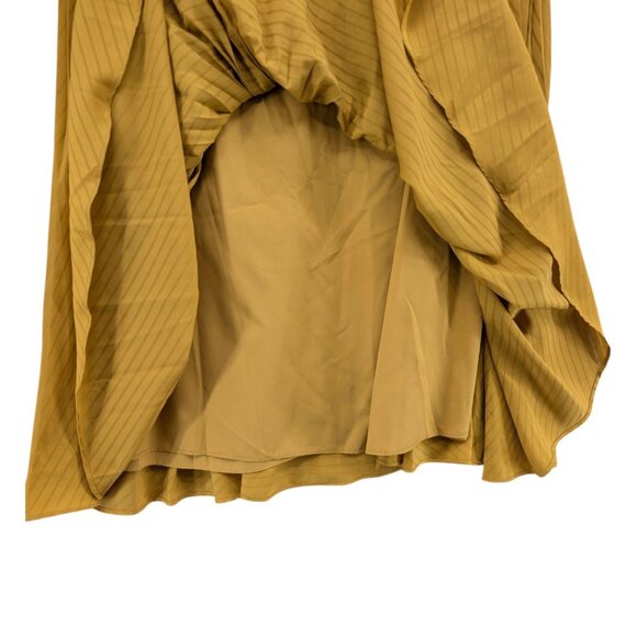 Club Monaco Yowshee Midi Skit Antique Gold Pleated Lined Side Zip Size 6 - Picture 8 of 8